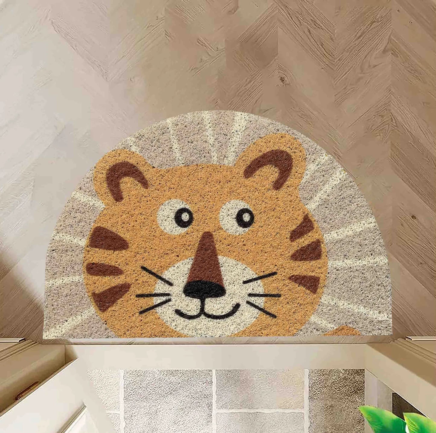 Half Circle Beige Tiger Door Mat – Durable, Non-Slip & All-Weather Home Mart Goods