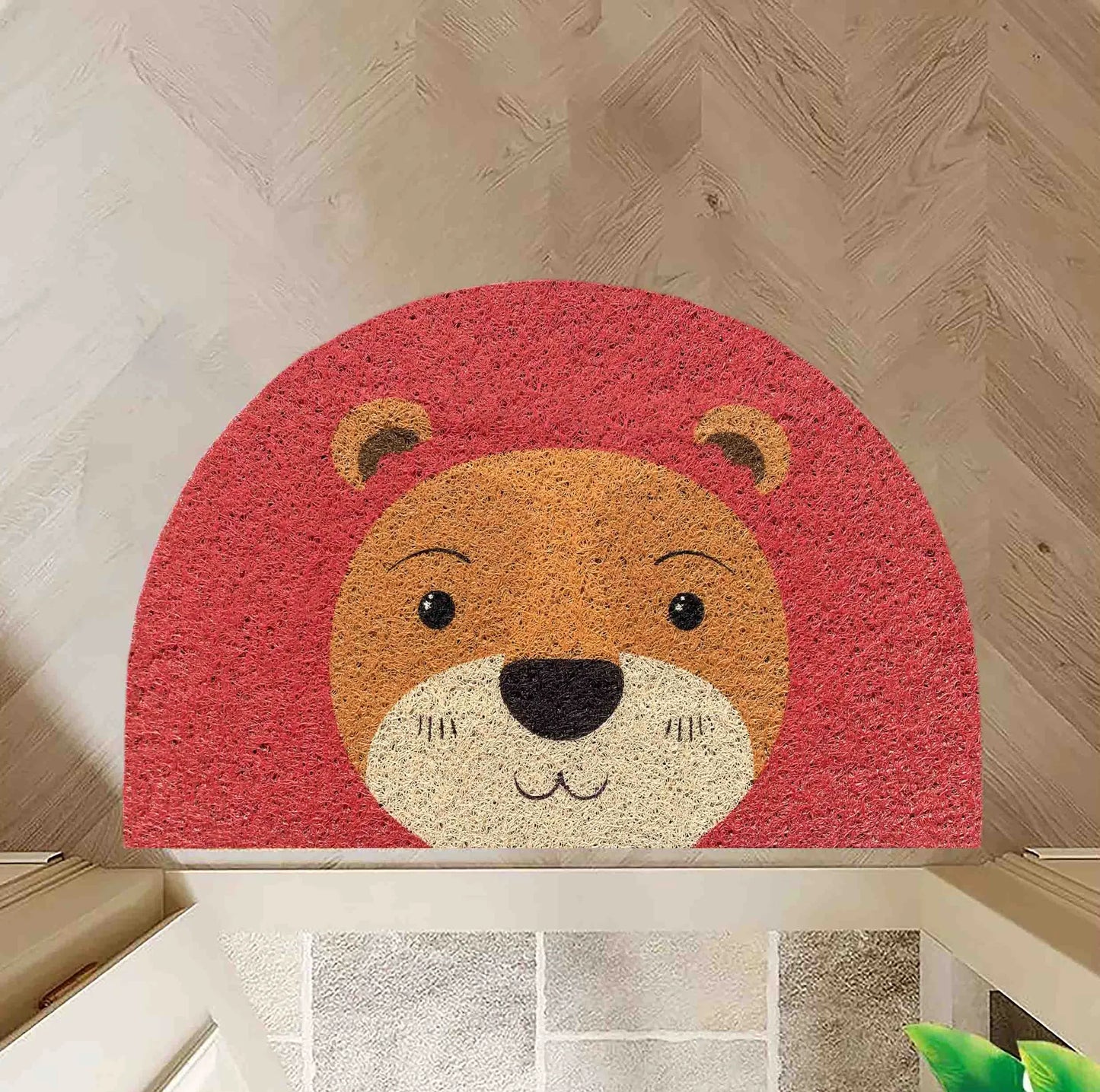 Half Circle Red Lion Door Mat – Durable, Non-Slip & All-Weather Home Mart Goods