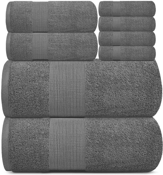 Resort Collection 8-Piece Towel Set – Soft, Plush & Spa-Like Comfort White Classic