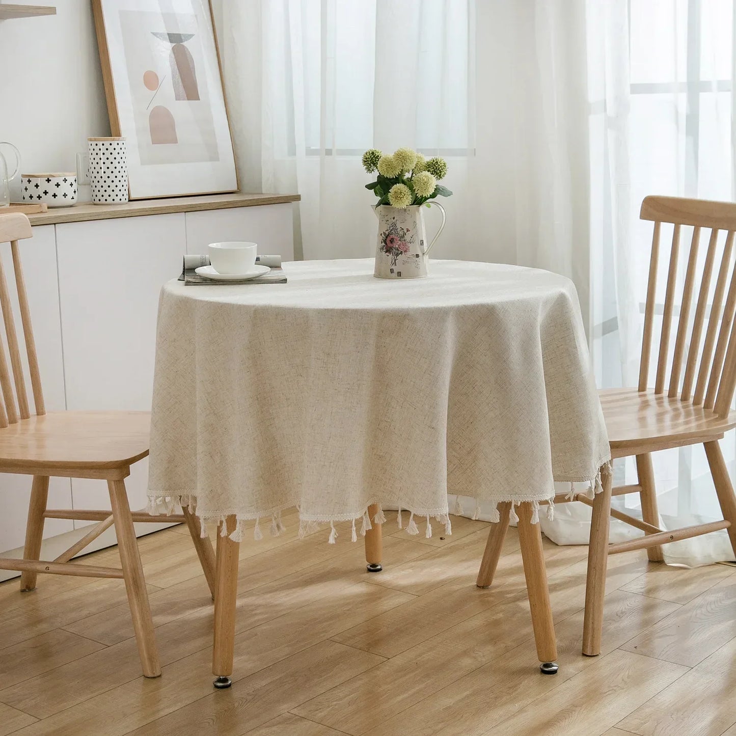 Plaid Cotton Linen Round Tablecloth – Elegant Dining & Entertaining Déco LUXHOME