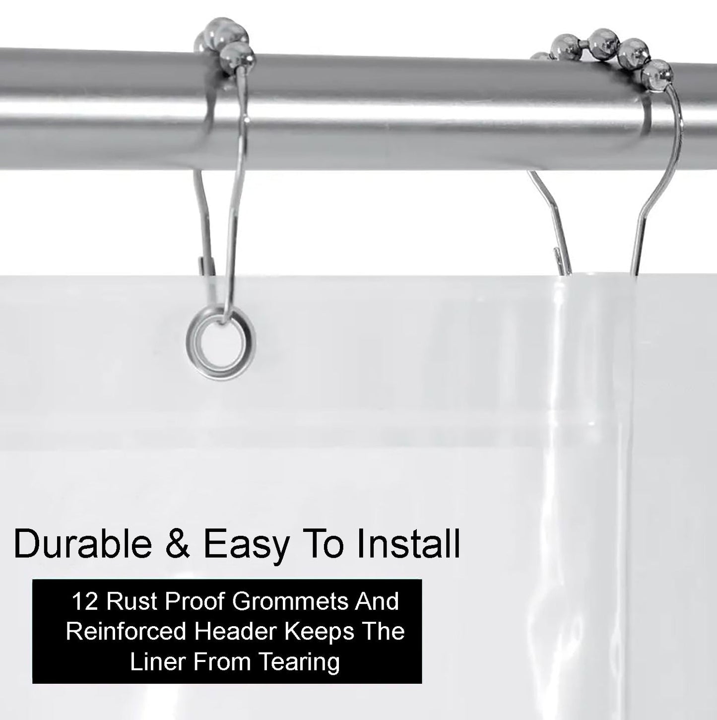 70" x 72" Clear Transparent Vinyl Shower Curtain Liner – Waterproof & Durable Bathroom Essential
