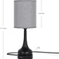 Elegant Touch Control Table Lamps - 3-Way Dimmable Bedside Desk Lamps with USB Ports & AC Outlet - Set of 2 Stylish Grey Fabric Lamps for Bedroom, Living Room & Kids Room (Includes LED Bulbs)