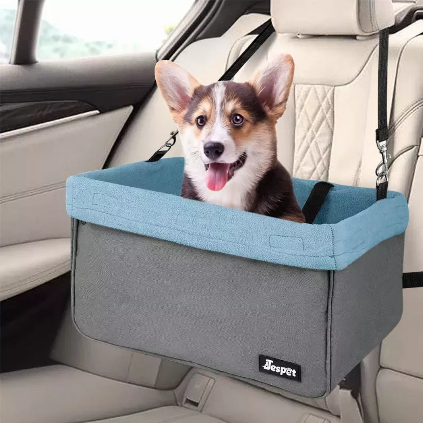 Dog Booster Car Seat – Safe, Cozy & Travel-Ready (Up to 24 lbs) JESPET