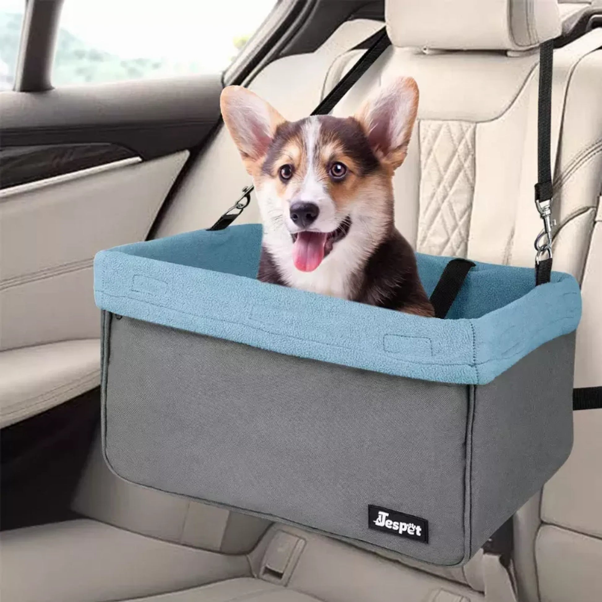 Dog Booster Car Seat – Safe, Cozy & Travel-Ready (Up to 24 lbs) JESPET