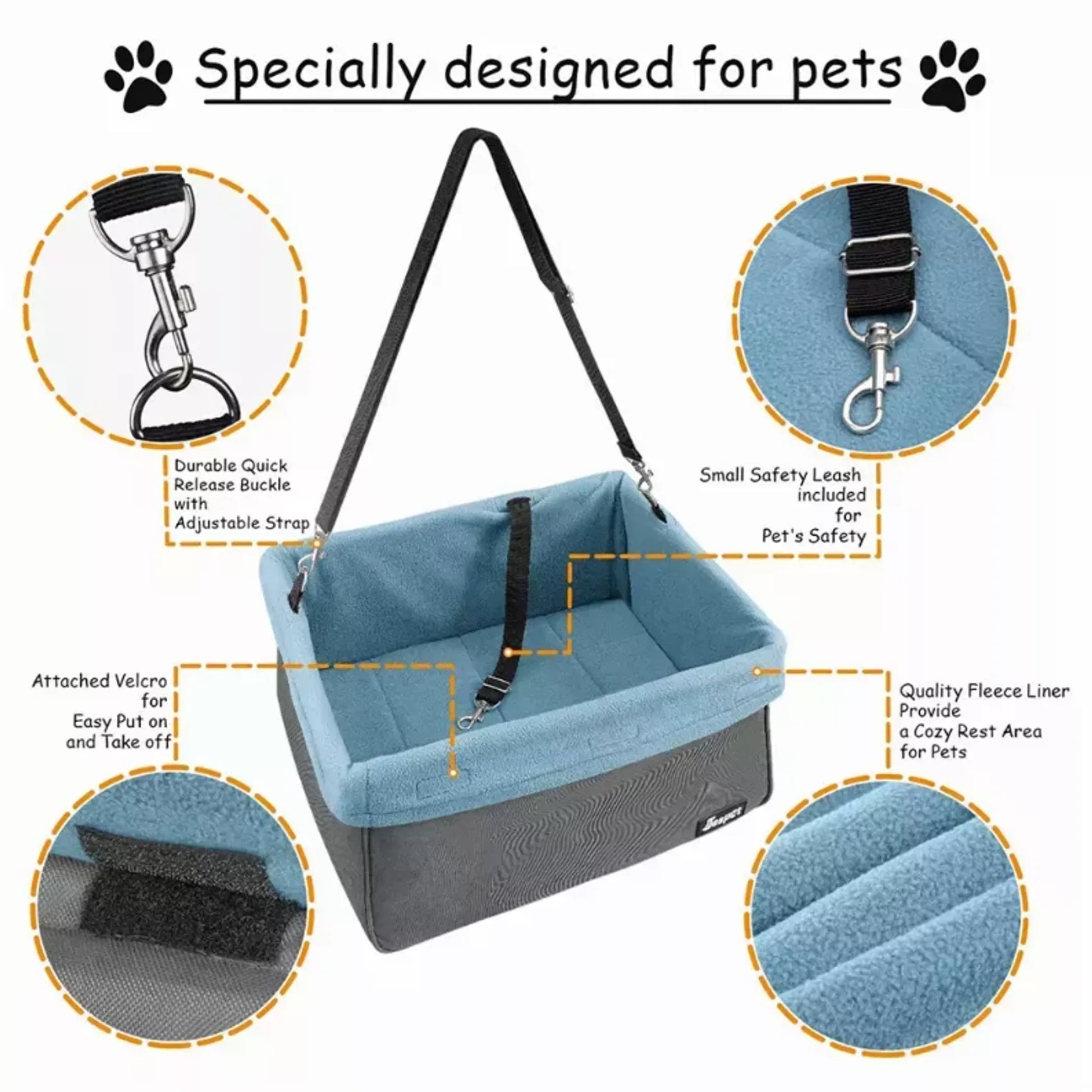 Dog Booster Car Seat – Safe, Cozy & Travel-Ready (Up to 24 lbs) JESPET