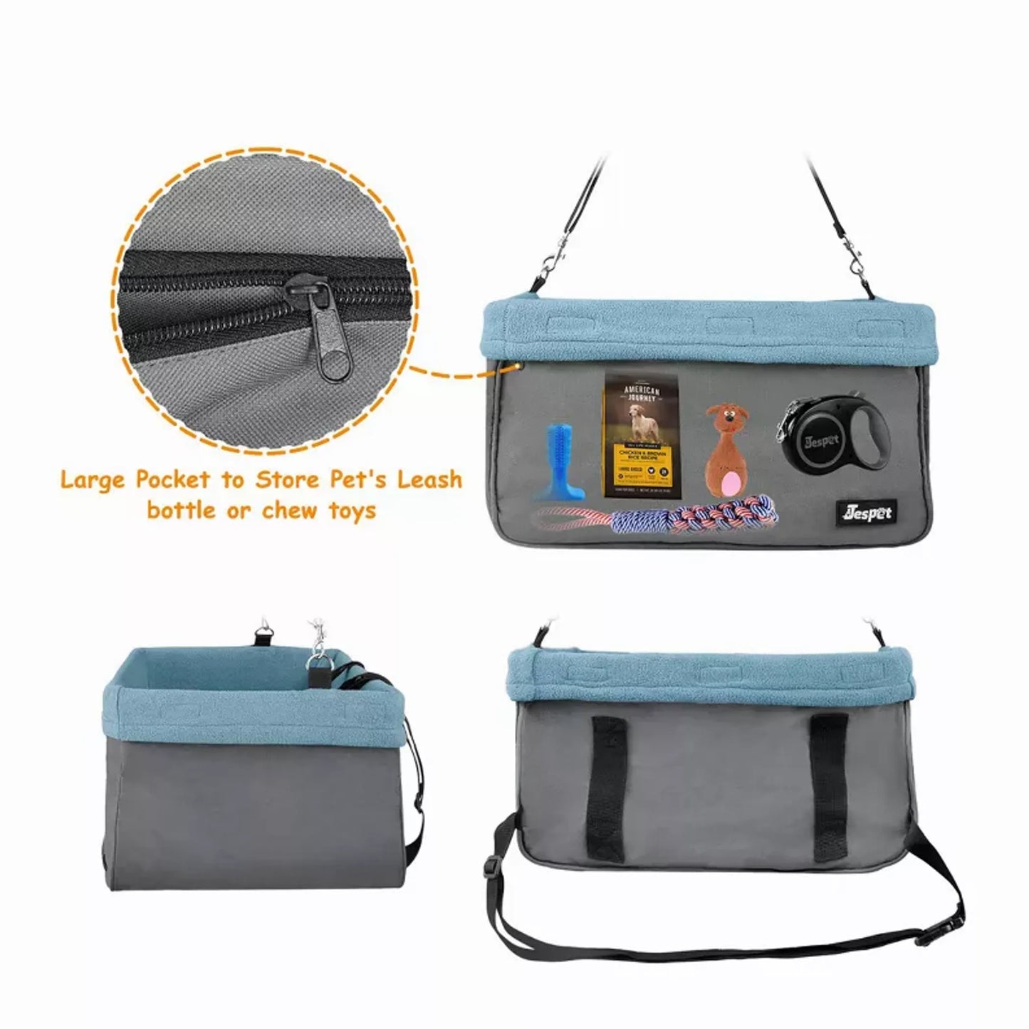 Dog Booster Car Seat – Safe, Cozy & Travel-Ready (Up to 24 lbs) JESPET