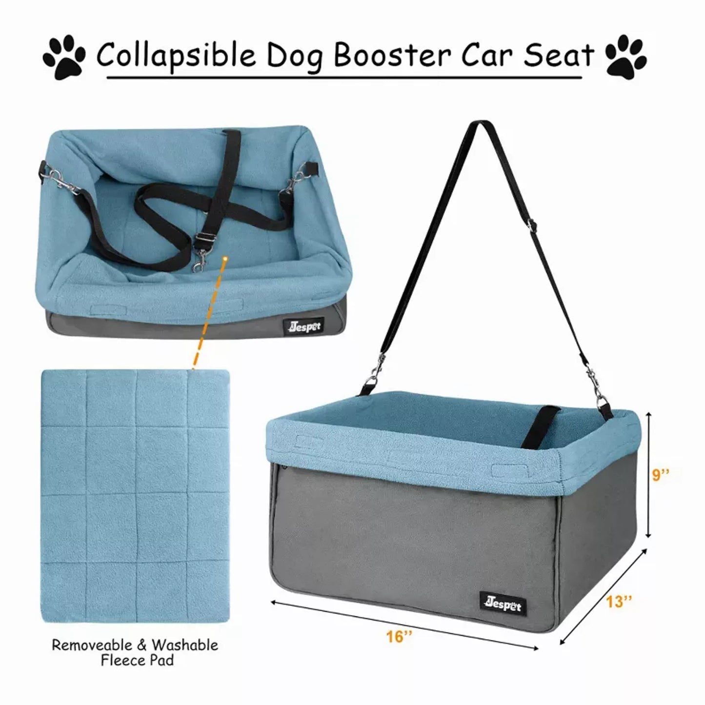 Dog Booster Car Seat – Safe, Cozy & Travel-Ready (Up to 24 lbs) JESPET