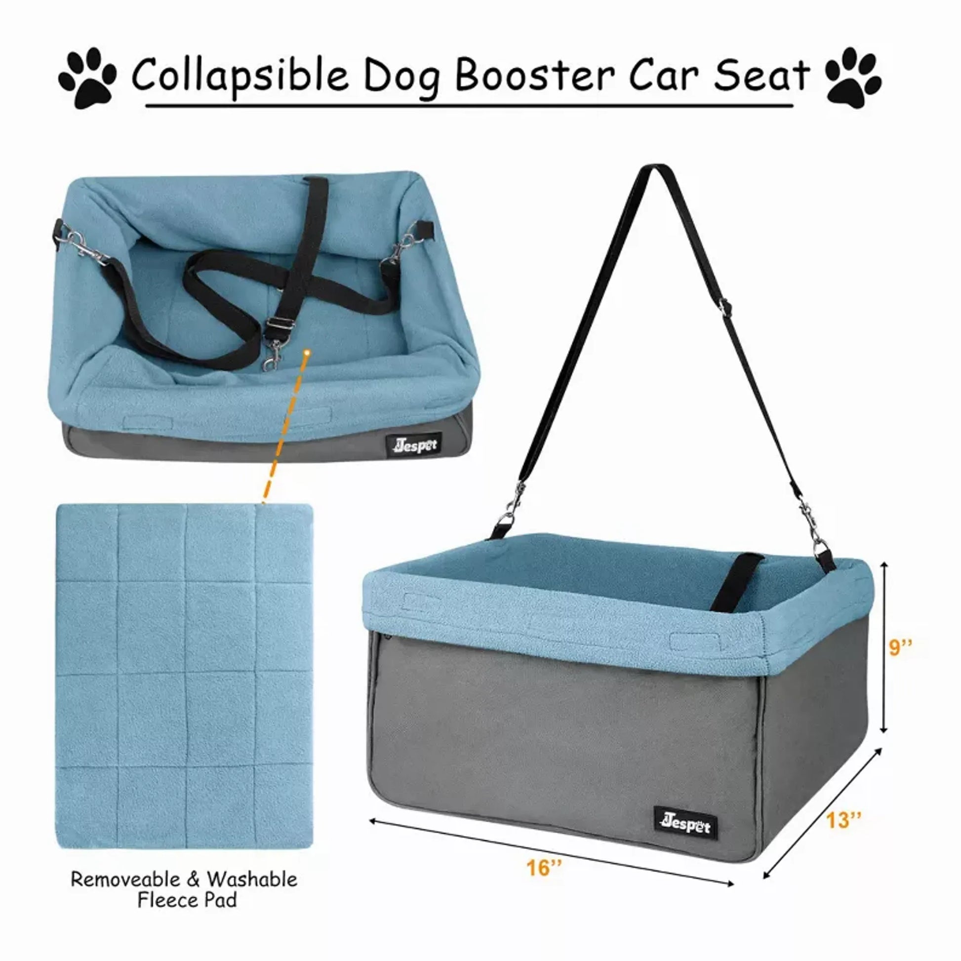 Dog Booster Car Seat – Safe, Cozy & Travel-Ready (Up to 24 lbs) JESPET