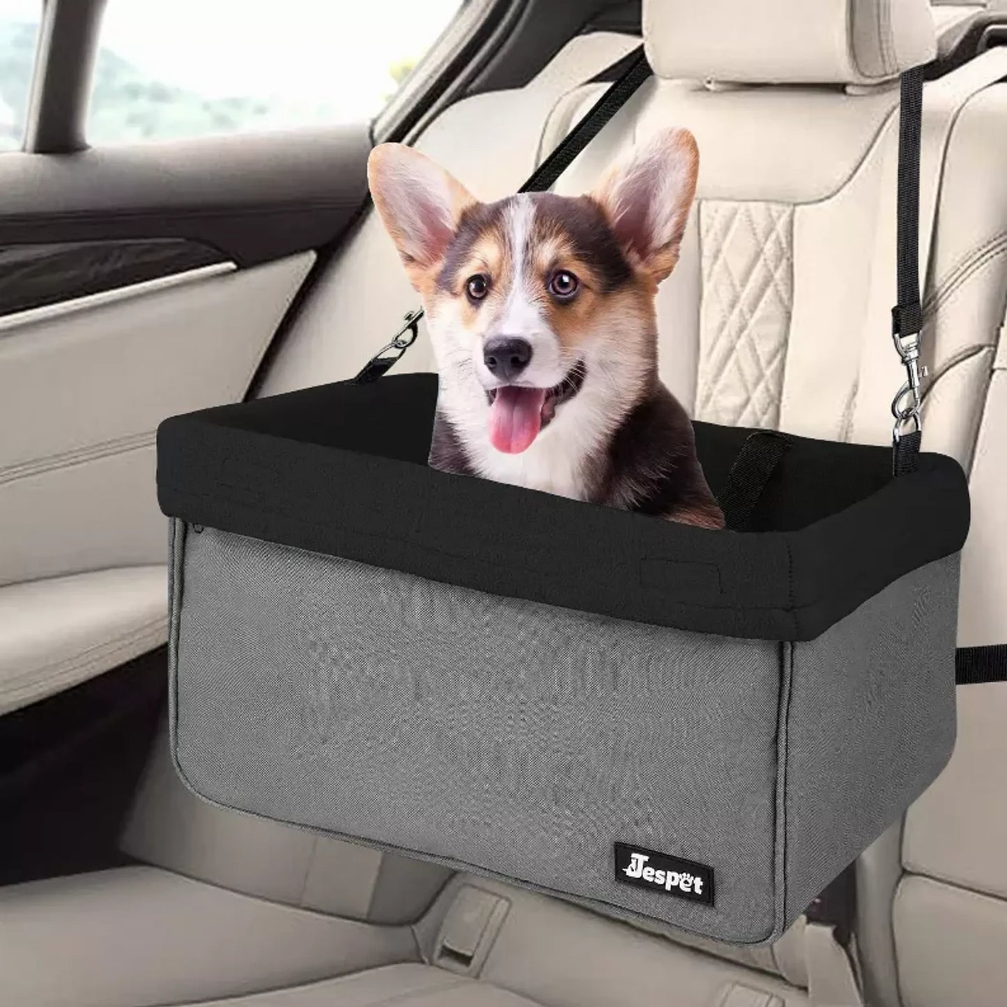 Dog Booster Car Seat – Safe, Cozy & Travel-Ready (Up to 24 lbs) JESPET