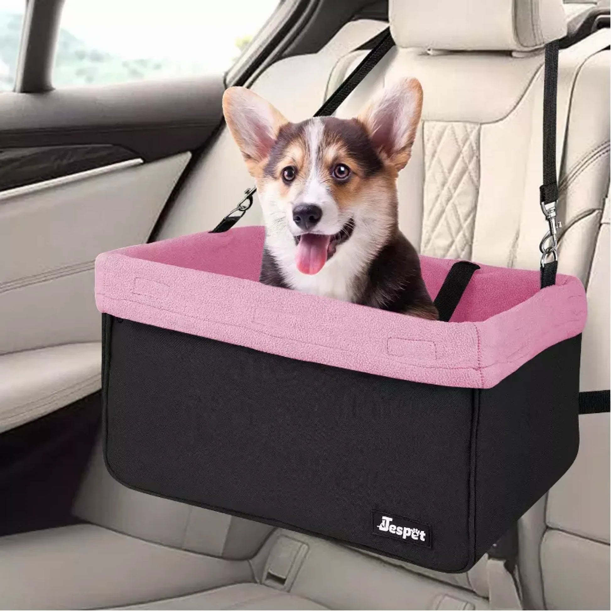 Dog Booster Car Seat – Safe, Cozy & Travel-Ready (Up to 24 lbs) JESPET