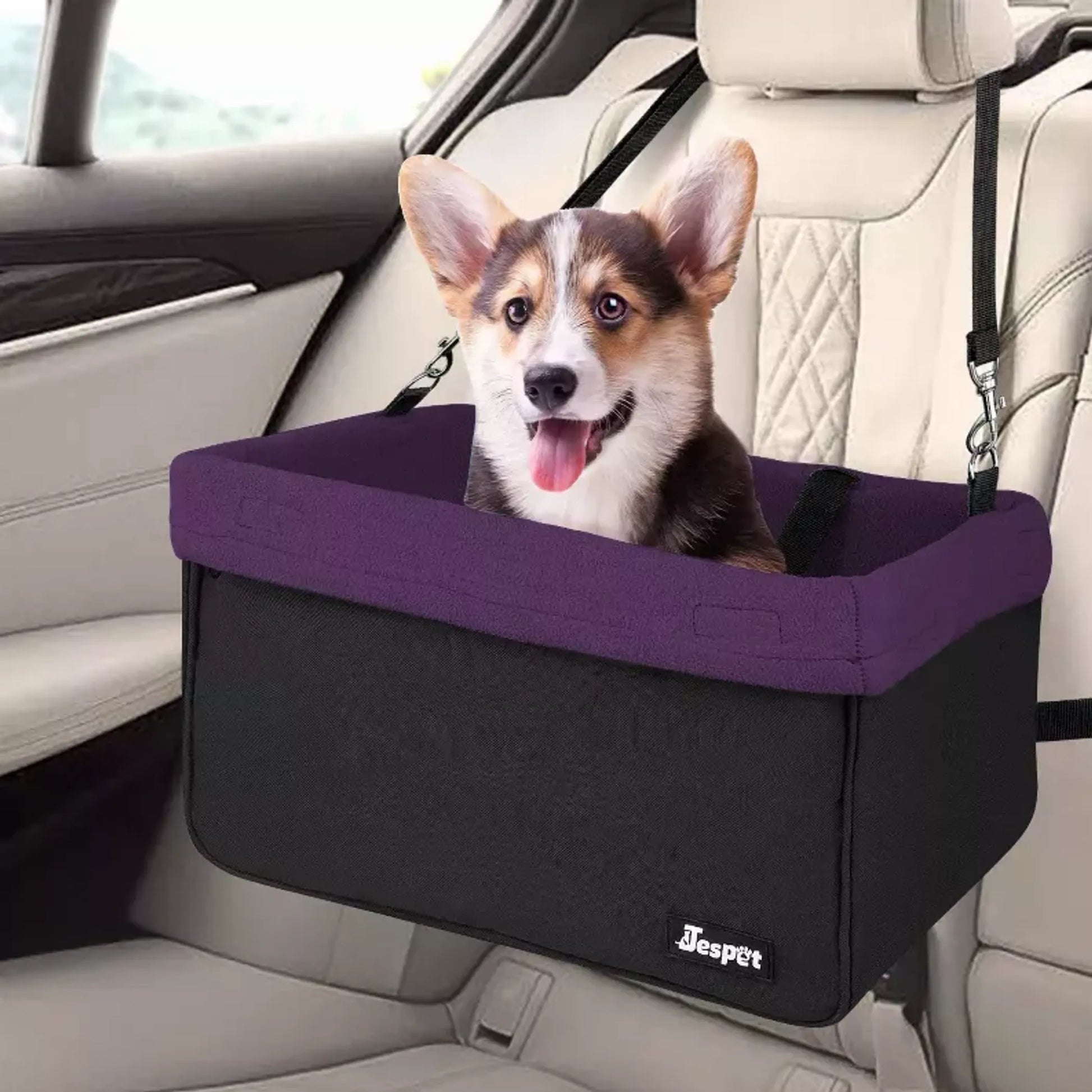 Dog Booster Car Seat – Safe, Cozy & Travel-Ready (Up to 24 lbs) JESPET