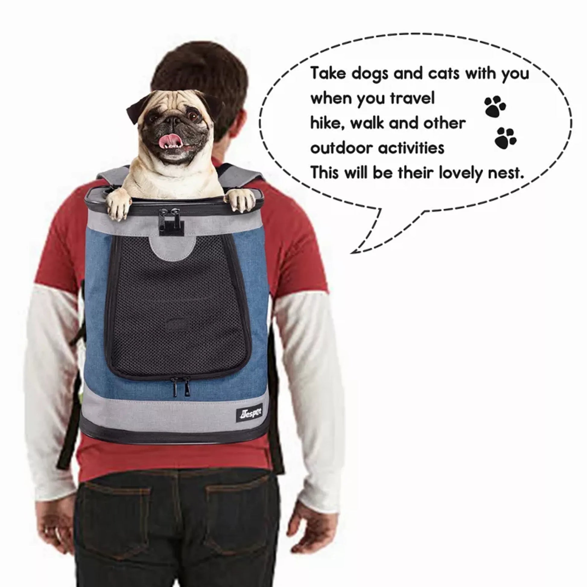 JESPET pet backpack carrier for small dog and puppy soft travel backpack for hiking, walking, and outdoor family activities