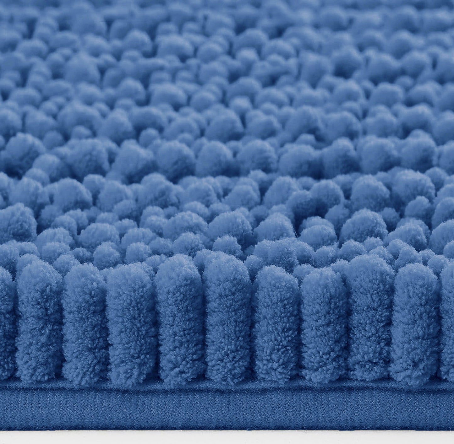 Large Blue Plush Chenille Bath Mat – Soft, Absorbent & Non-Slip Bathroom Rug