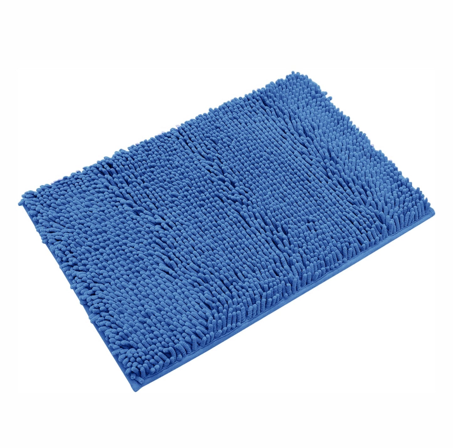 Large Blue Plush Chenille Bath Mat – Soft, Absorbent & Non-Slip Bathroom Rug