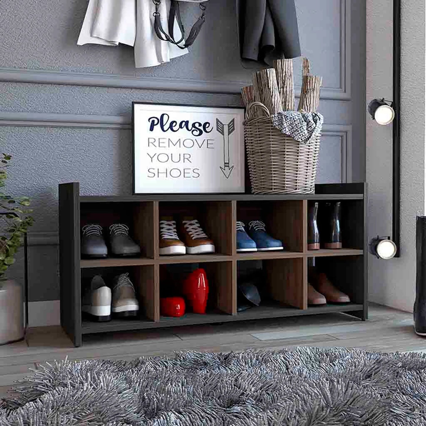 Entryway Storage Unit – 8-Cube Stackable Shoe Organizer
