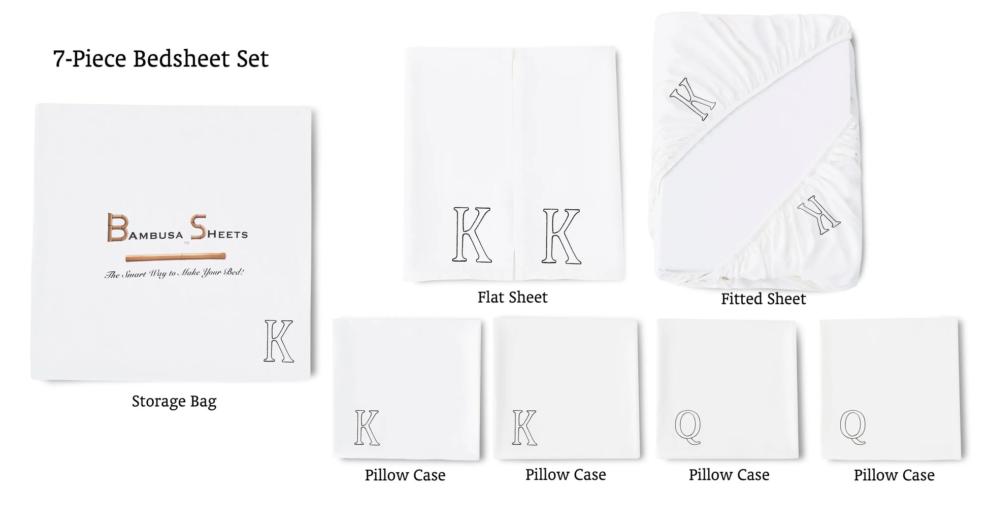 White Bambusa 7-Piece Sheet Set – Soft, Breathable & Easy to Use Bambusa Sheets