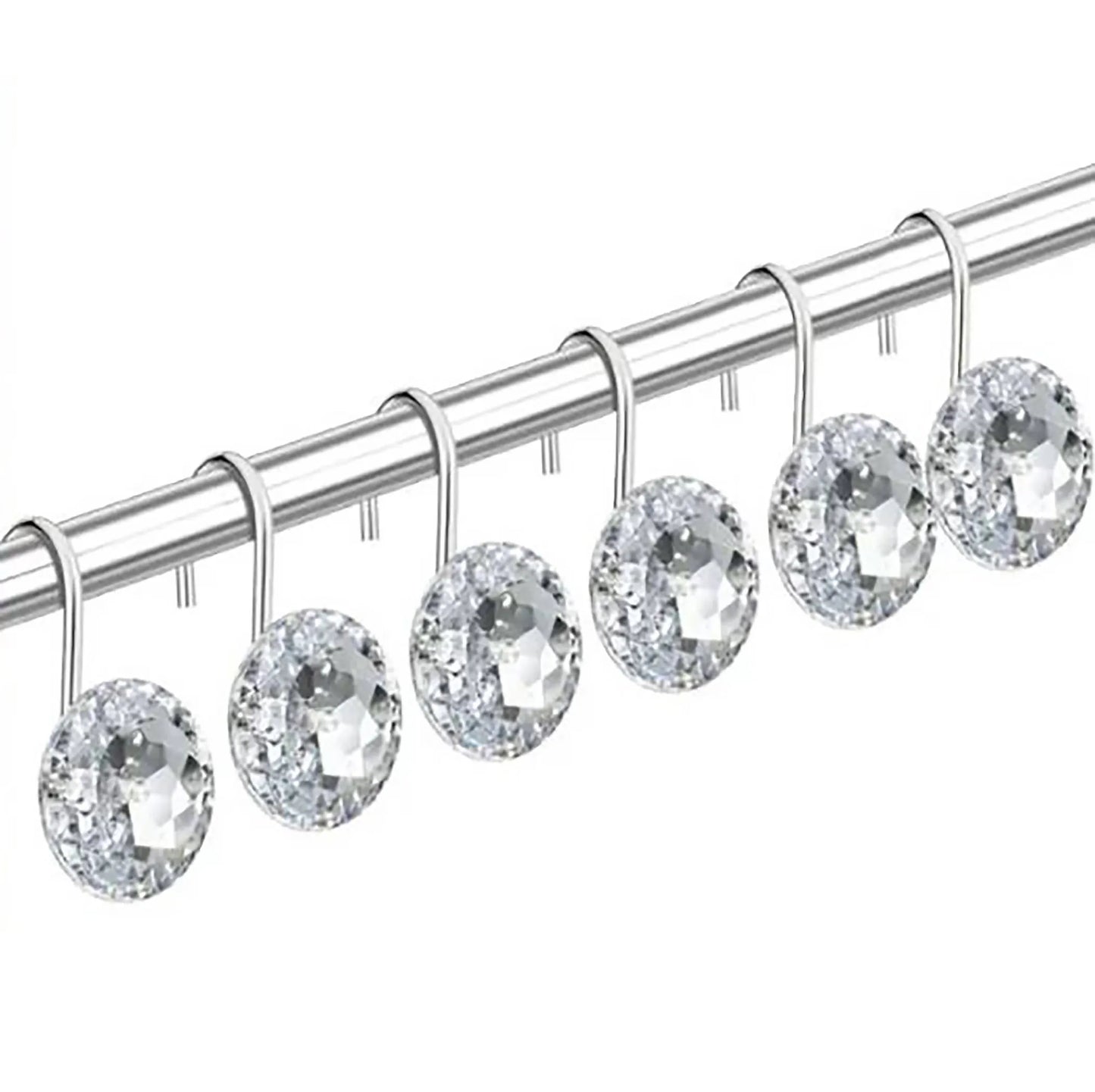 12 Piece Set - Crystal Clear Acrylic Shower Curtain Hooks Home Mart Goods