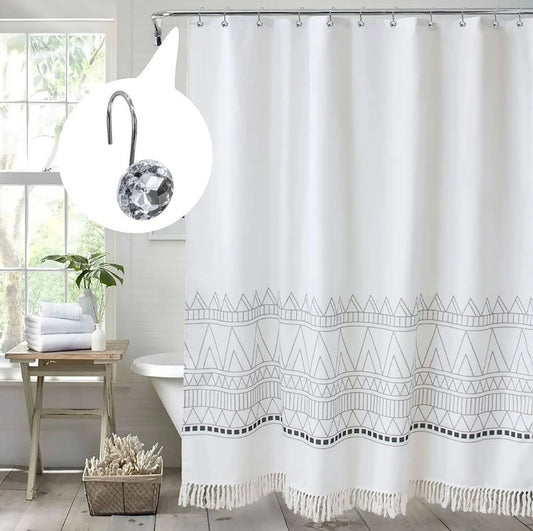 12 Piece Set - Crystal Clear Acrylic Shower Curtain Hooks Home Mart Goods