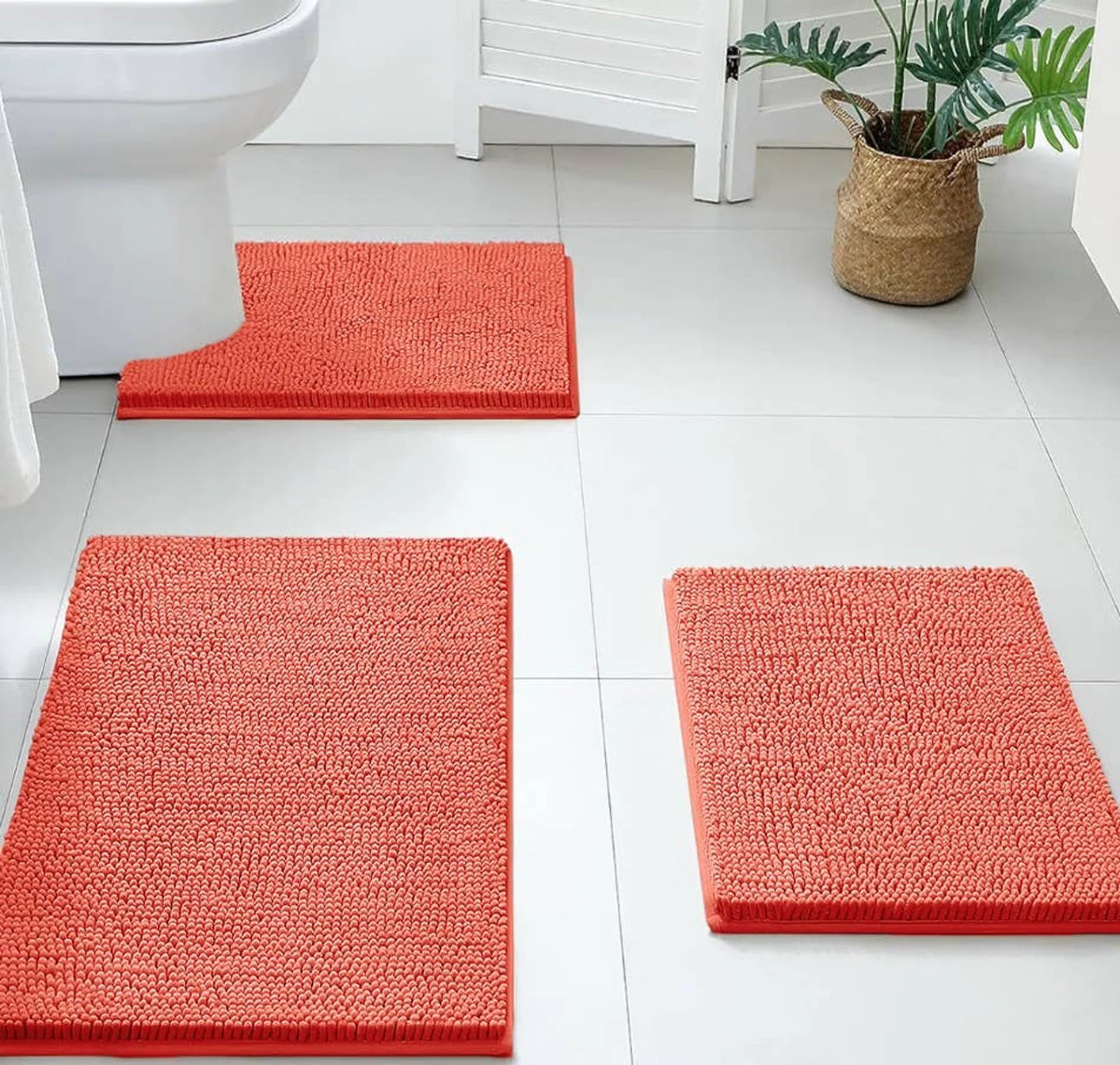3-Piece Coral Chenille Bath Mat Set – Soft, Absorbent & Non-Slip Home Mart Goods