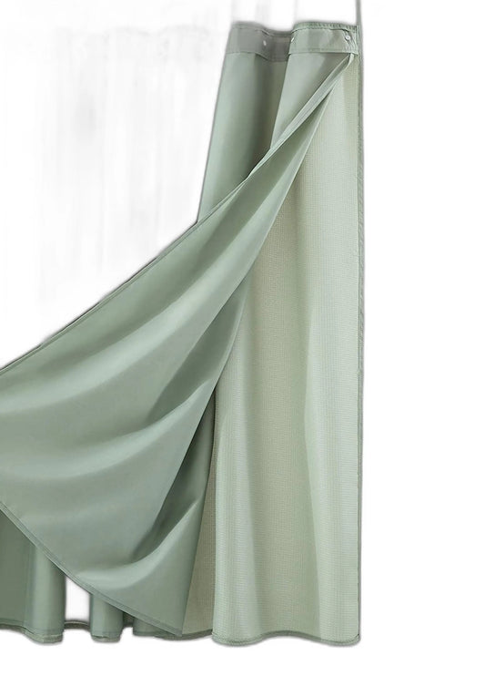 Sage Green Modern Grid Shower Curtain & Liner Set – Calm, Clean & Elegant HomeRoots