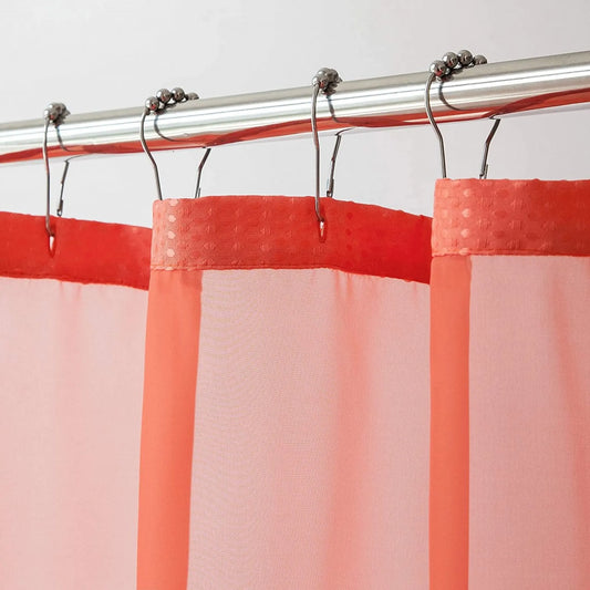 Coral Sheer Grid Shower Curtain & Liner Set – Warm, Fresh & Stylish HomeRoots