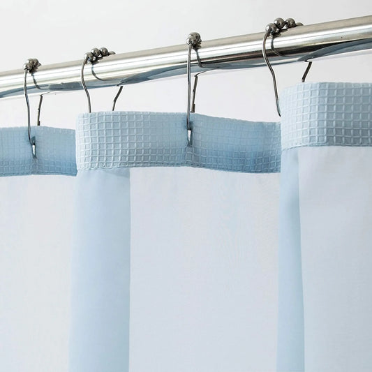 Light Blue Sheer Grid Shower Curtain & Liner Set – Calm, Clean & Elegant HomeRoots