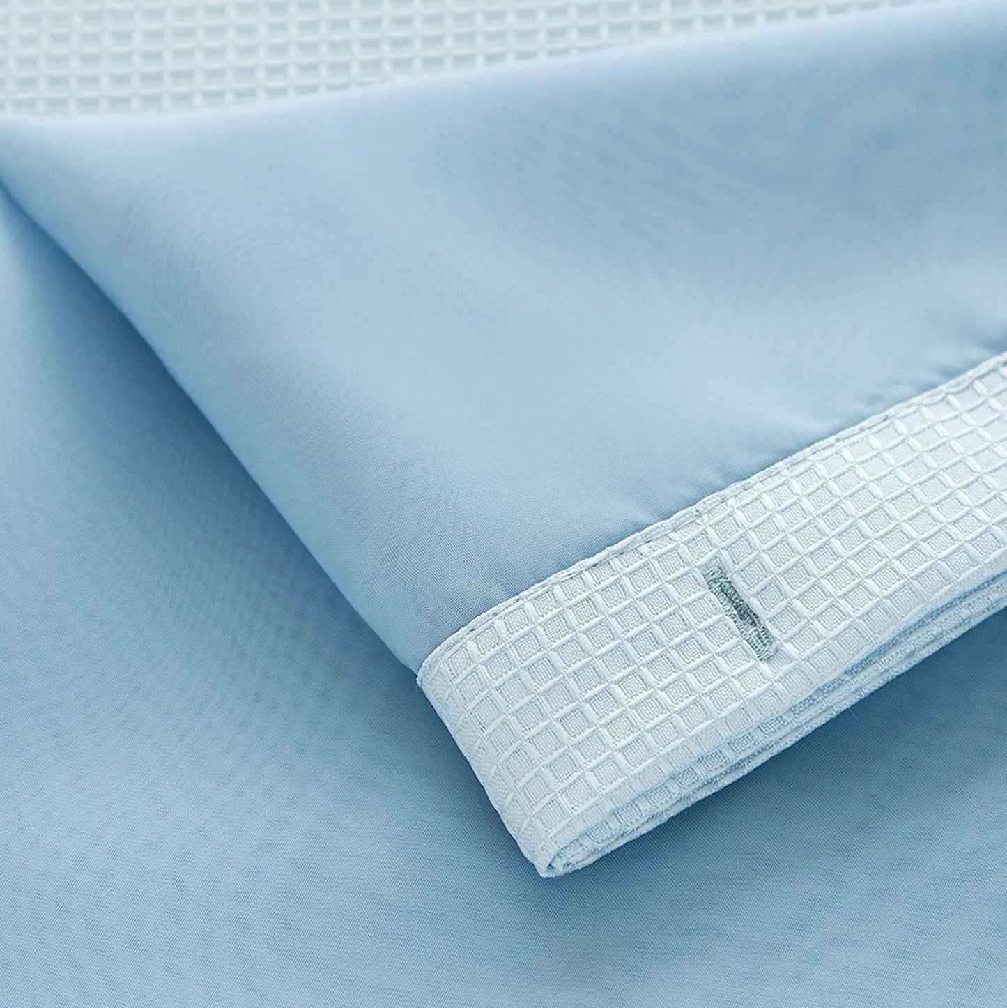 Light Blue Sheer Grid Shower Curtain & Liner Set – Calm, Clean & Elegant HomeRoots