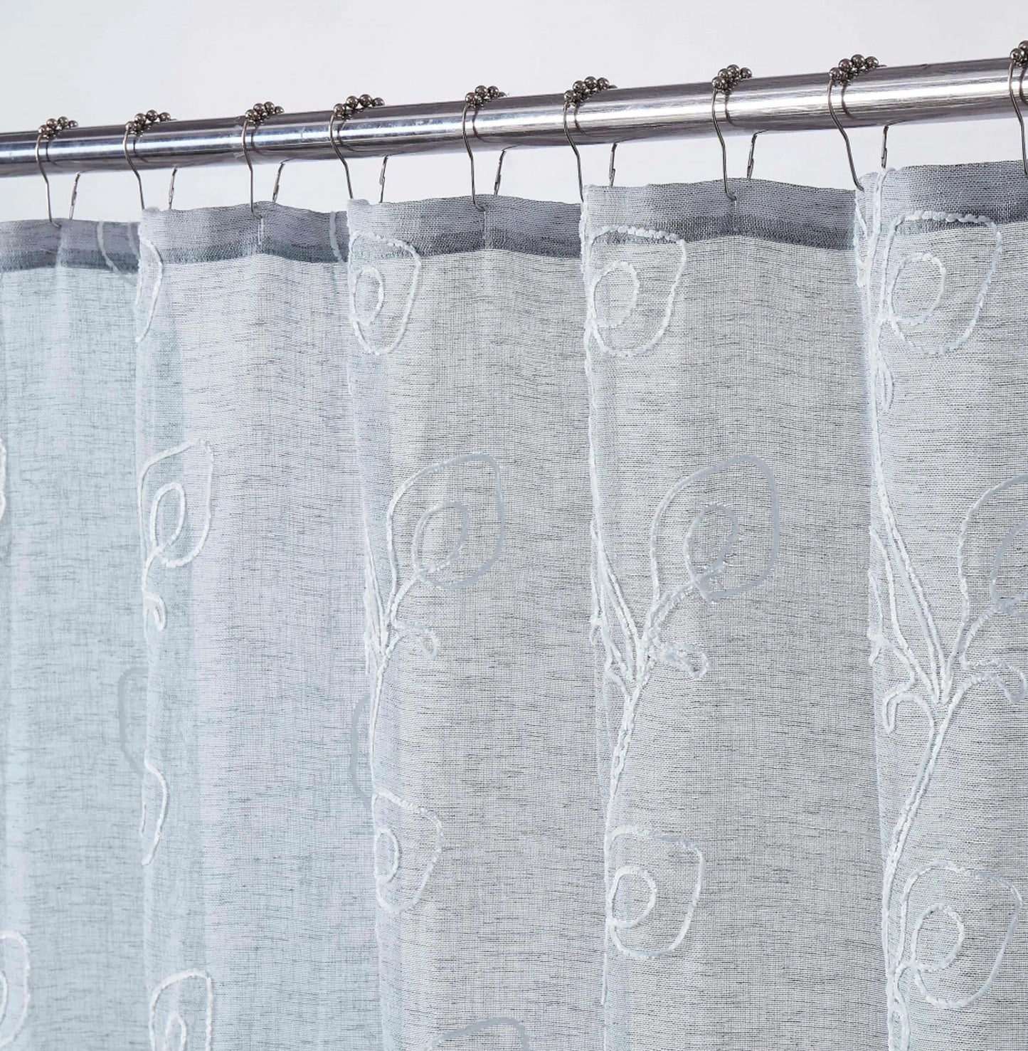 Gray Floral Embroidered Shower Curtain – Elegant, Soft & Hotel-Inspired HomeRoots