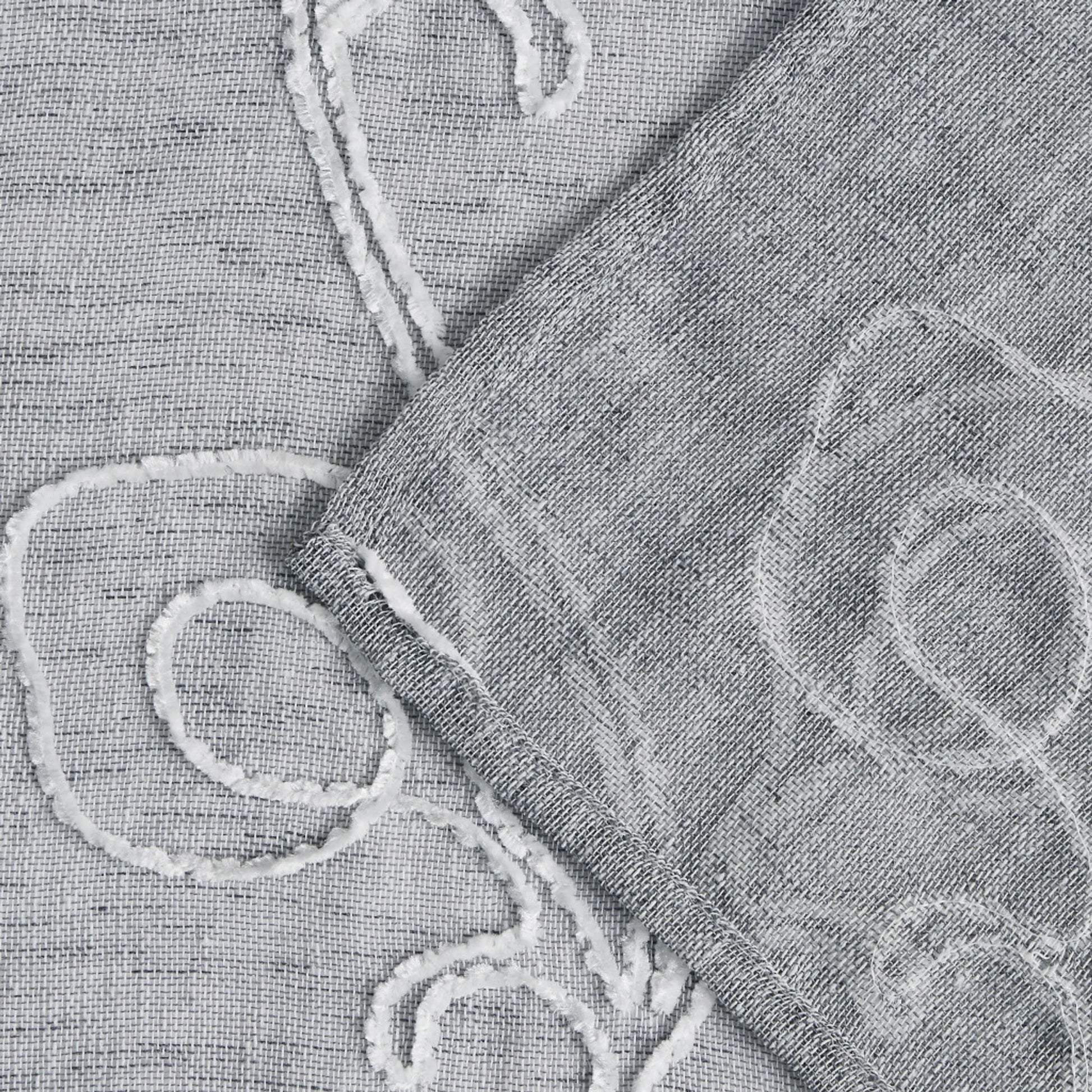 Gray Floral Embroidered Shower Curtain – Elegant, Soft & Hotel-Inspired HomeRoots