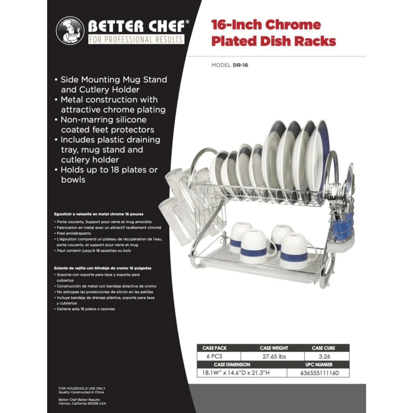 Better Chef 2-Level Chrome-Space-Saving Over-the-Sink Dish Drying Rack – Modern Kitchen Organizer Better Chef