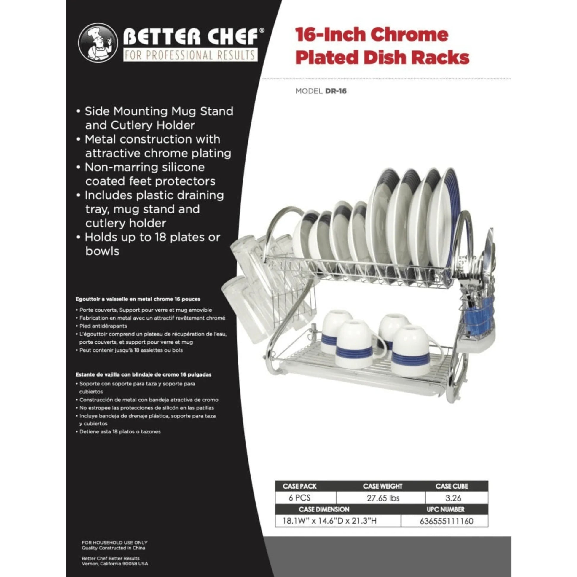 Better Chef 2-Level Chrome-Space-Saving Over-the-Sink Dish Drying Rack – Modern Kitchen Organizer Better Chef