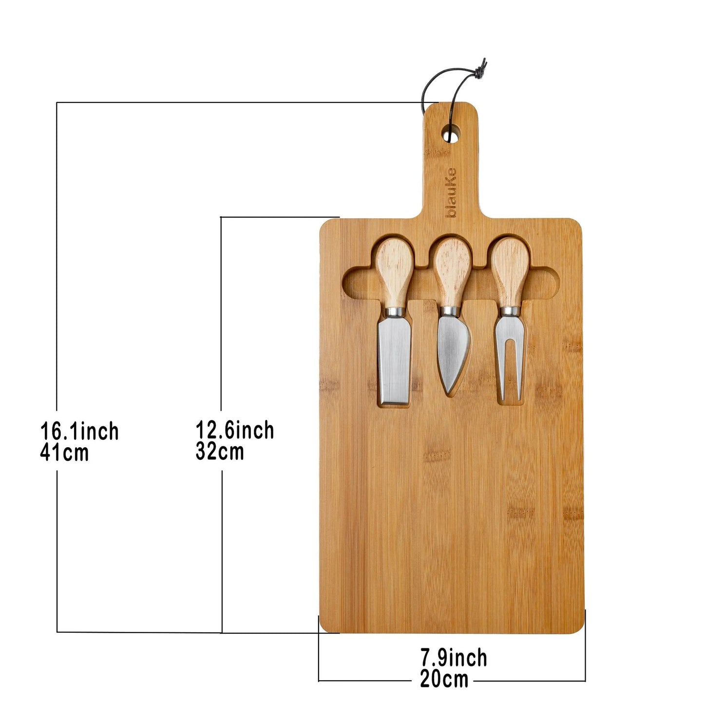 Bamboo Cheese Board & Knife Set – 12x8 Charcuterie Serving Tray Jarganic