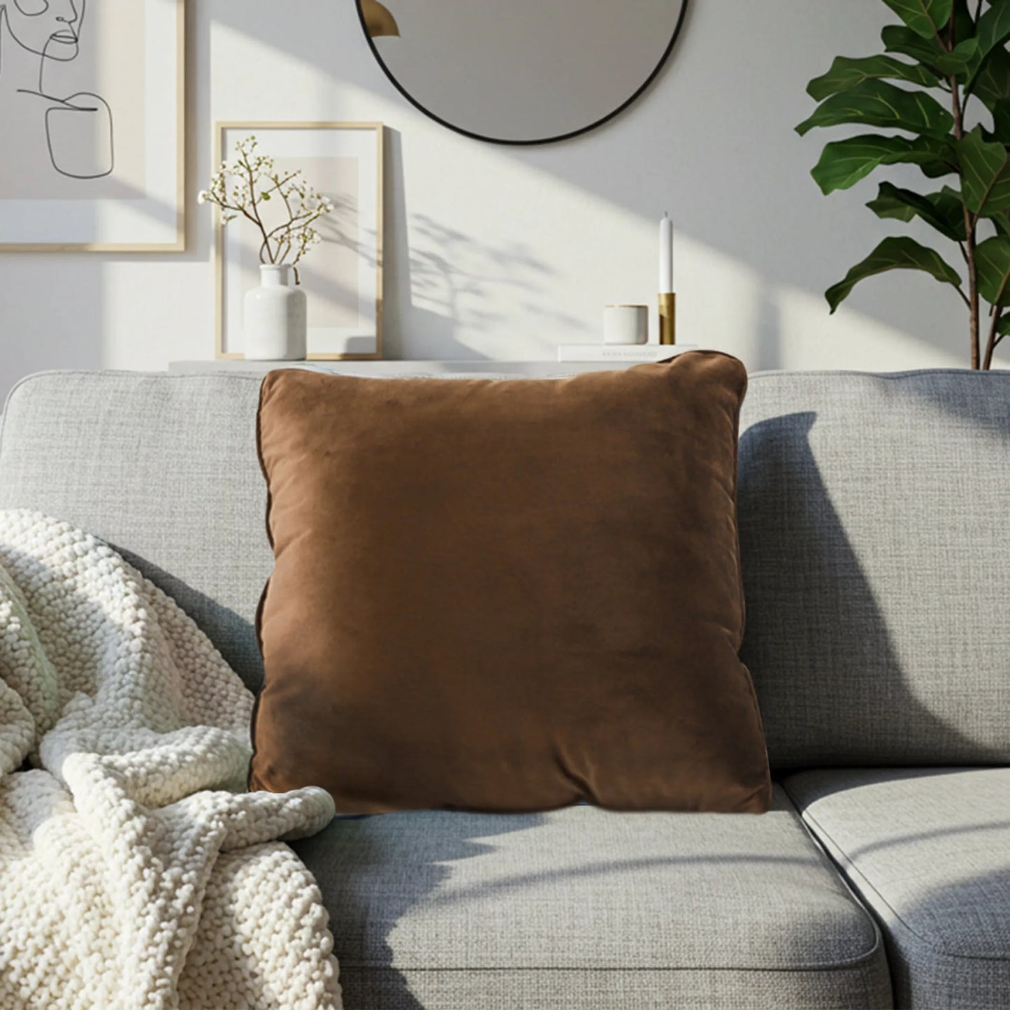Rich Brown Velvet Pillow Cover – Warm, Cozy & Timelessly Elegant SOGA