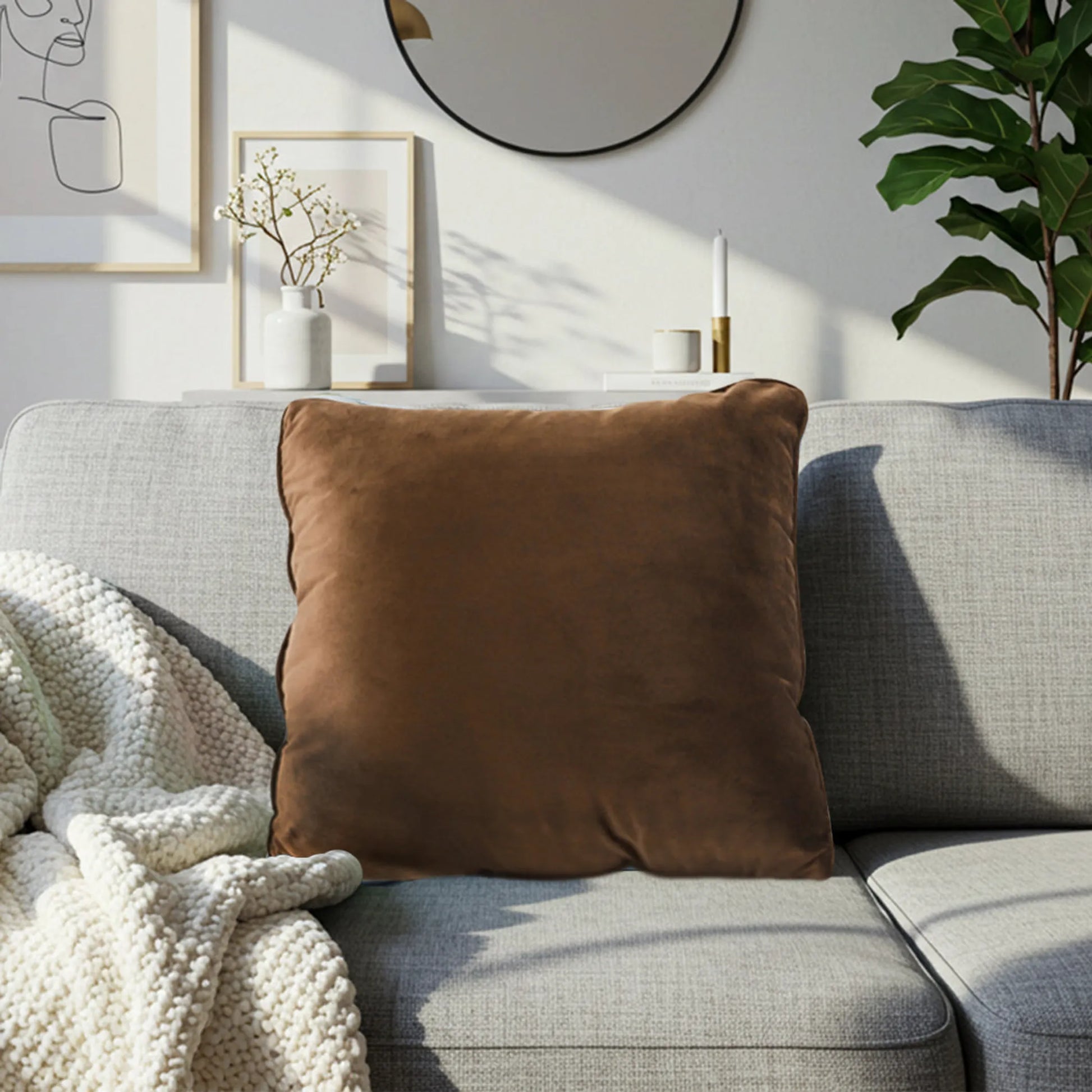 Rich Brown Velvet Pillow Cover – Warm, Cozy & Timelessly Elegant SOGA