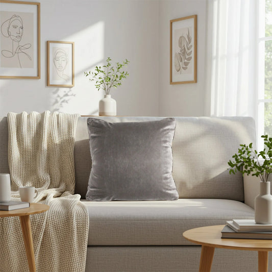 Dove Gray Velvet Pillow Cover – Soft, Elegant & Modern SOGA