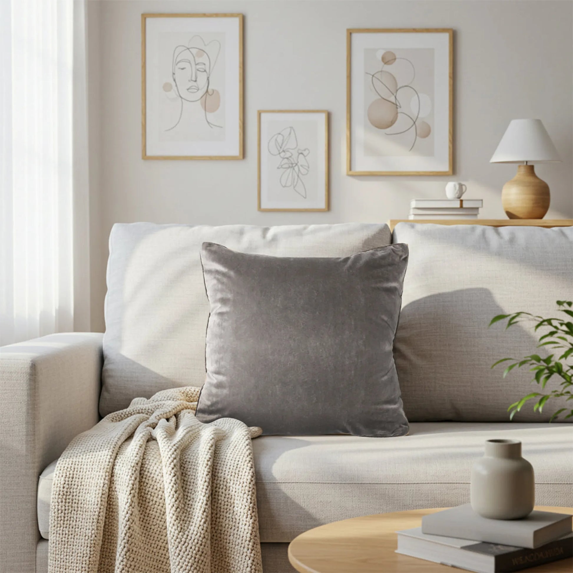 Dove Gray Velvet Pillow Cover – Soft, Elegant & Modern SOGA