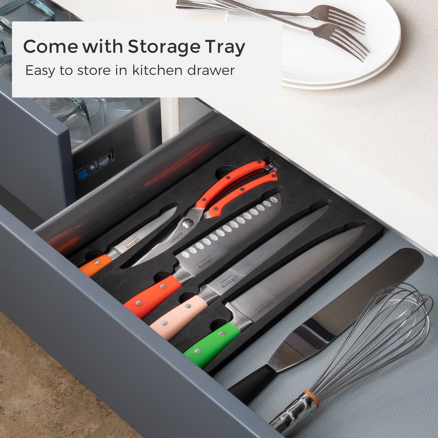 5-Piece Professional Kitchen Knife Set – Sharp, Durable & Color-Coded Elihome