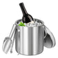 Double-Wall Stainless Steel Insulated Ice Bucket Set – Keep Drinks Cold for Hours