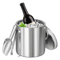 Double-Wall Stainless Steel Insulated Ice Bucket Set – Keep Drinks Cold for Hours