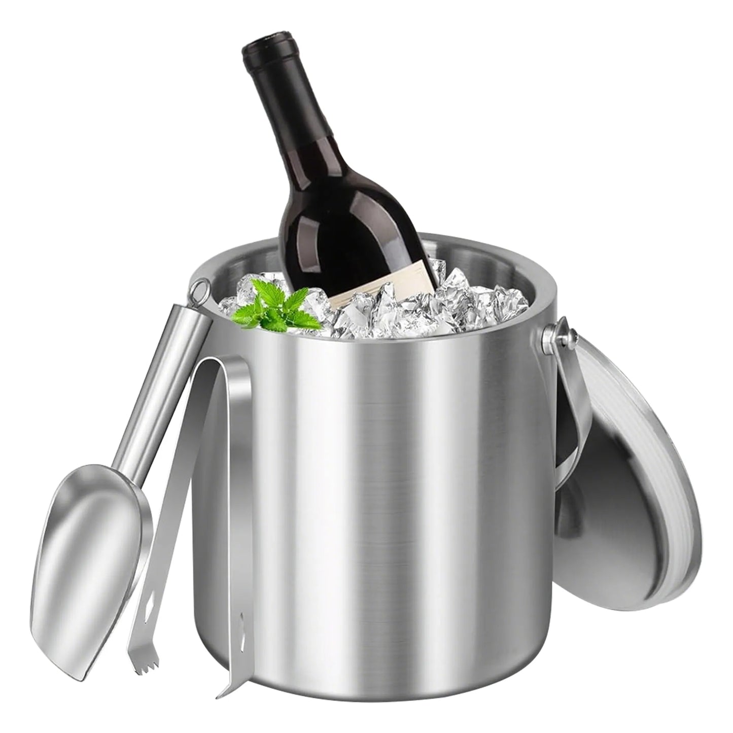 Double-Wall Stainless Steel Insulated Ice Bucket Set – Keep Drinks Cold for Hours