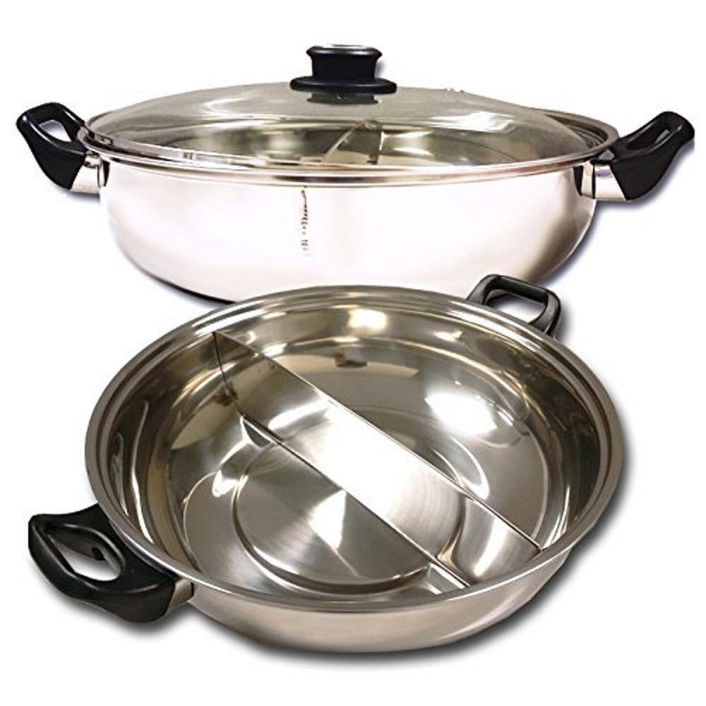 Elevate Your Dining Experience with the Shabu 7.75-Inch Stainless Steel Electric Wok and Mongolian Hot Pot - Featuring a Broiler for Perfectly Cooked Meals