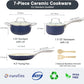Pots and Pans Set, 7 Piece Nonstick Ceramic Cookware Set, Kitchen Induction Cookware Sets, Pots and Pans Non Stick with Oven Safe Handle, 100% PFOA Free, Blue