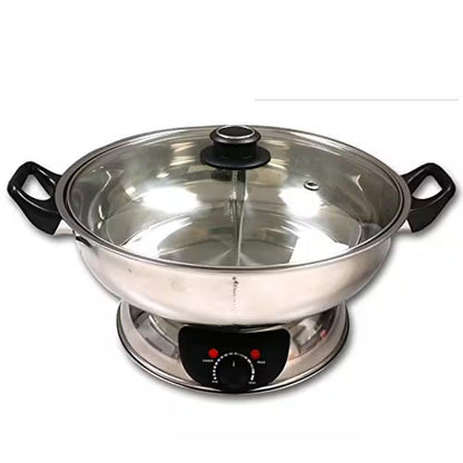 Elevate Your Dining Experience with the Shabu 7.75-Inch Stainless Steel Electric Wok and Mongolian Hot Pot - Featuring a Broiler for Perfectly Cooked Meals