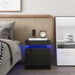 Elevate Your Space with Our Modern High Gloss LED Nightstand Set - Stylish Black Bedside Tables with 2 Drawers and RGB Lighting