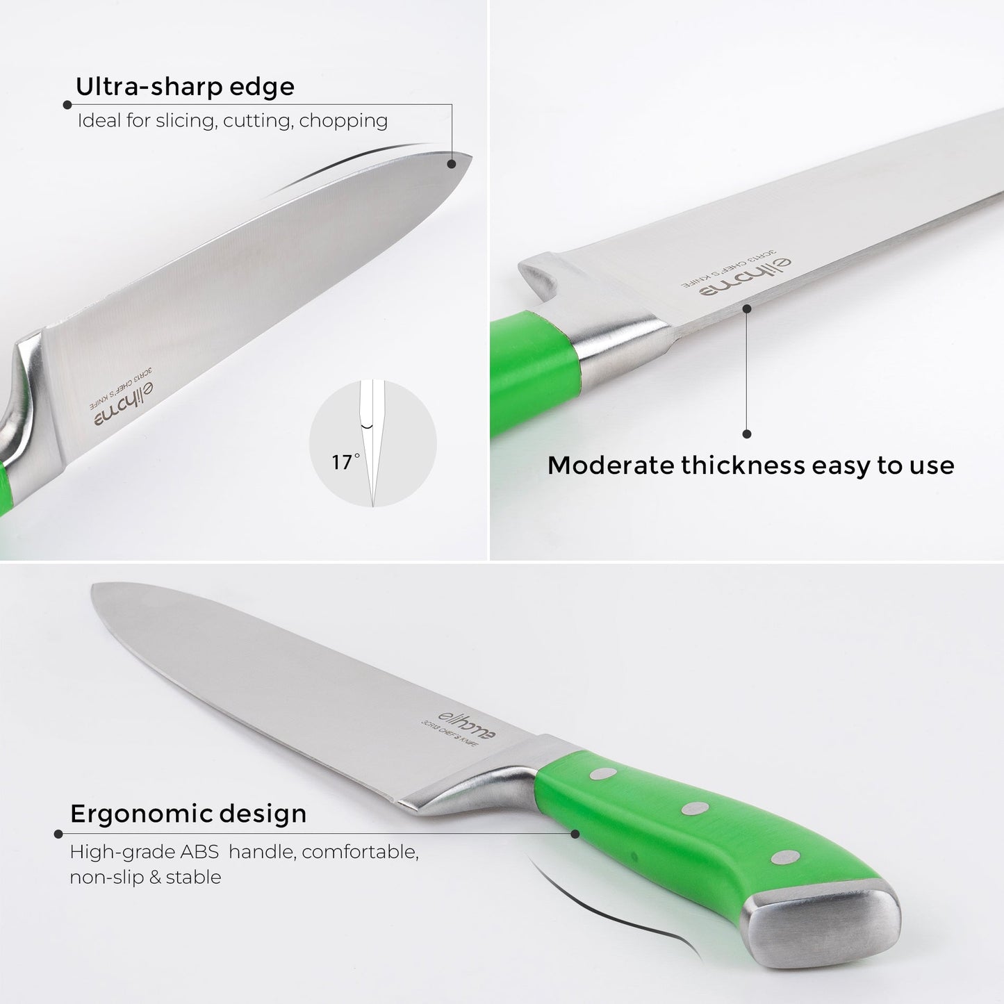 5-Piece Professional Kitchen Knife Set – Sharp, Durable & Color-Coded Elihome