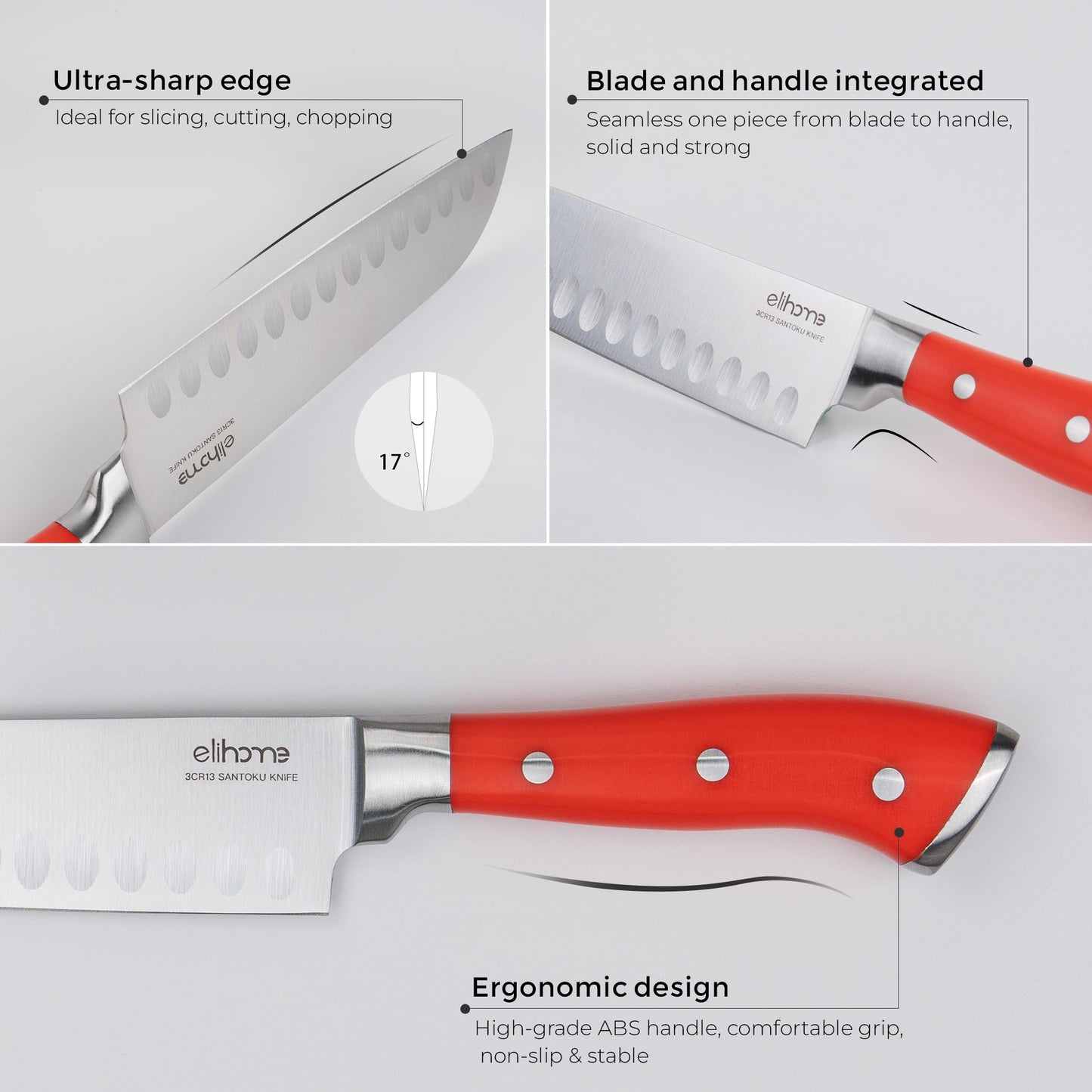 5-Piece Professional Kitchen Knife Set – Sharp, Durable & Color-Coded Elihome