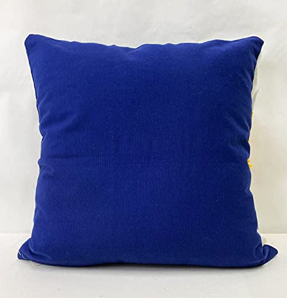 Handmade 3D Half Sunflower Cotton Canvas Decorative Throw Pillow Cover 18"W X 18"L - Navy Blue Floral Cushion Case for Couch, Bedroom and Living Room Décor