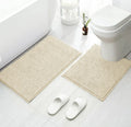 2-Piece Cream Plush Chenille Bath Mat Set – Soft, Absorbent & Non-Slip Bathroom Rugs