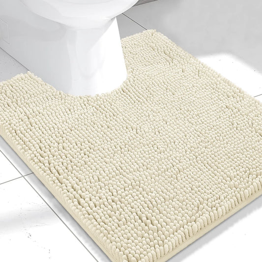 2-Piece Cream Plush Chenille Bath Mat Set – Soft, Absorbent & Non-Slip Bathroom Rugs