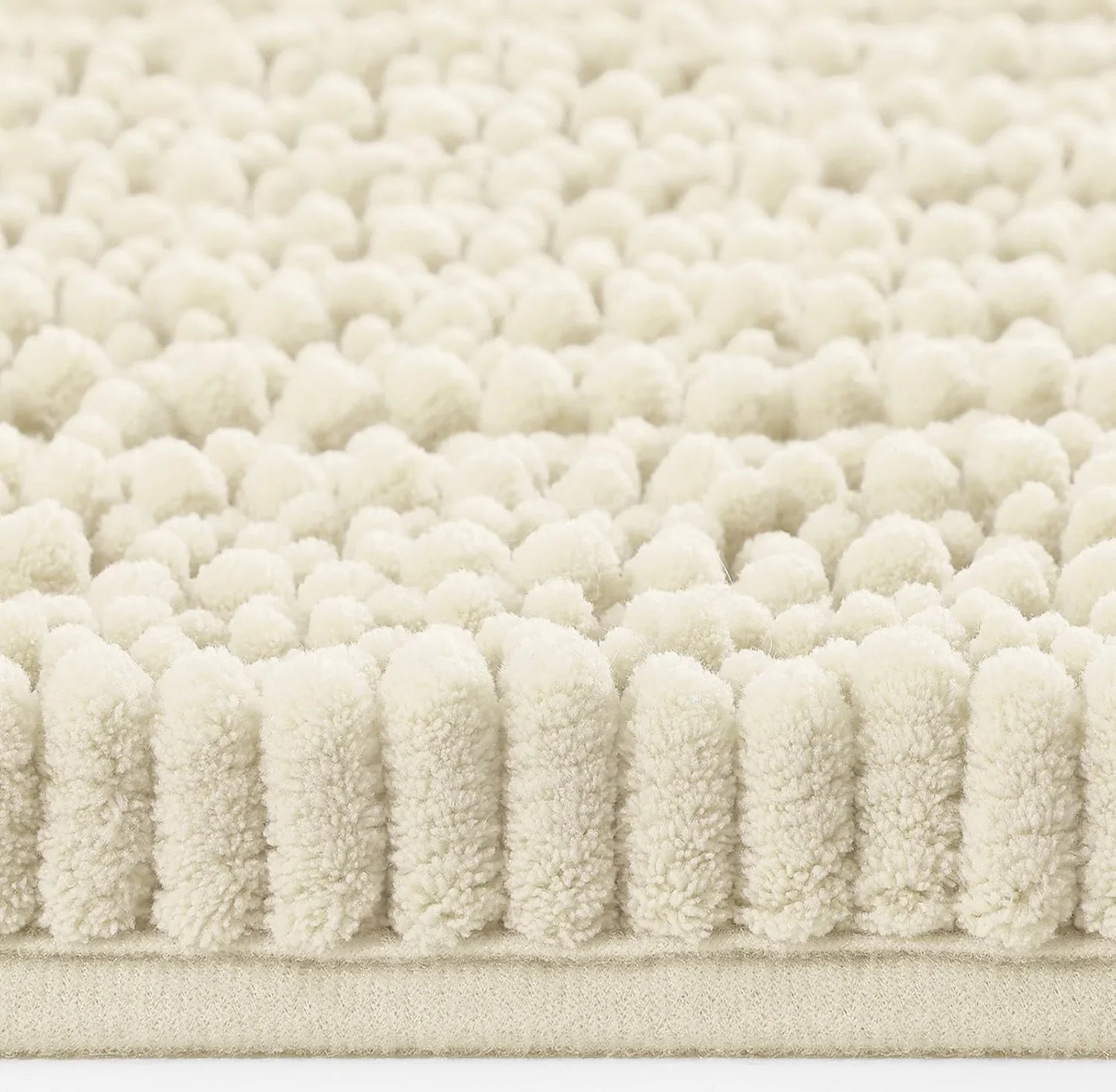 2-Piece Cream Plush Chenille Bath Mat Set – Soft, Absorbent & Non-Slip Bathroom Rugs